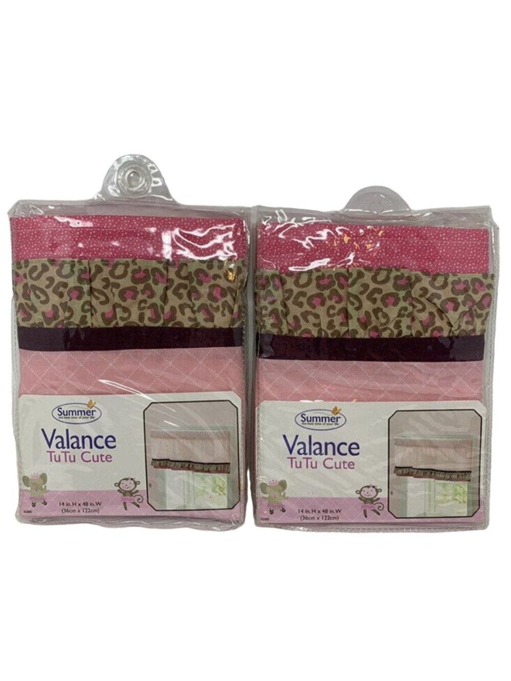 Summer Nursery Window Valance Pink Infant Jungle Safari Leopard Print 48x14 in